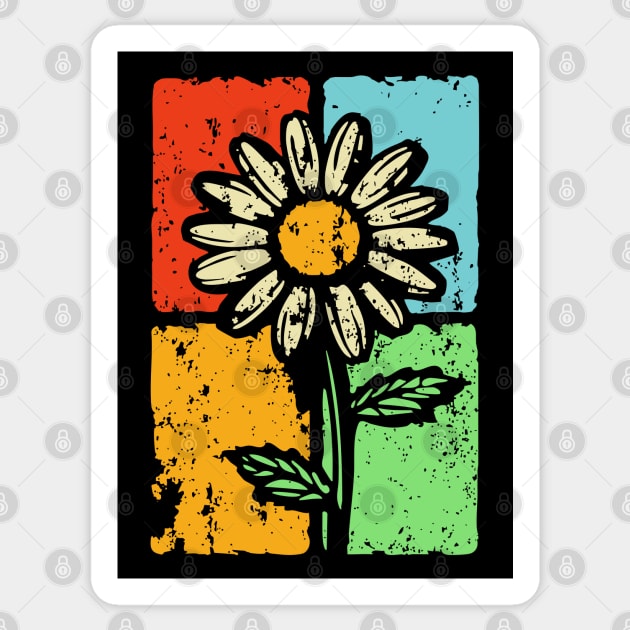 Retro Daisy Shirt Art – Groovy Vintage Flower Graphic Sticker by TuncGK